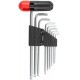 Ключи TORX 9 шт. CrV Т10-Т50, с отверстием, длинные, с пласт.Т-обр.ручкой, Профи