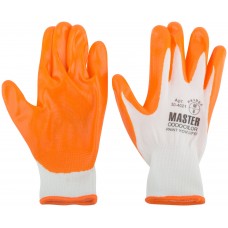 Перчатки белые, полиэстер с обливкой из нитрила (кислото-щелочно стойкие; водоотталкивающие), р-р М/8 (30-4011)