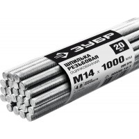 Резьбовая шпилька М14 x 1000 мм, кл. пр. 4.8, цинк, 20 шт ЗУБР DIN 975 30330-14-1