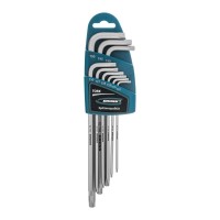 Набор ключей имбусовых Torx -TT, 9 шт: T10-T50, экстра-длинные, S2, сатинированные Gross (16408)