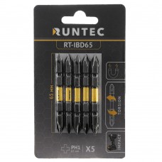 Бита ударная двусторонняя H6.35 65мм PH1/PH1 5шт. RUNTEC RT-IBD65