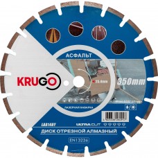 Диск алмазный сегментный по асфальту (лазерная наварка) 350x25.4x40x3.2x10/17mm KRUGO (LAB14HY)