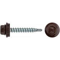Шурупы кровельные со сверлом 4.8 х 32, коричневый RAL-8017 (фасовка 250шт) (23567-4)