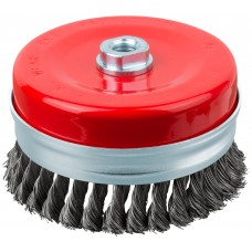 Корщетка-чашка, гайка М14, стальная витая проволока с бандажом, Профи 125 мм (39512)
