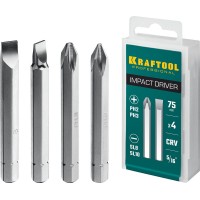 Набор бит для ударной отвертки, 4 шт, 75 мм KRAFTOOL 25552