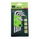 Набор ключей имбусовых Tamper-Torx , 9 шт: ТT10-ТT50.45x, закаленные, короткие, никель Сибртех