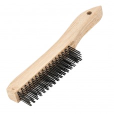 Щетка зачистная четырехрядная, закаленная прямая проволока с деревянной ручкой Сибртех (74804)