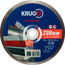 Диск алмазный сплошной ультратонкий KRUGO MASTER 230х2,6х22,2х10 mm 81082300280