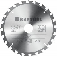 Пильный диск по дереву Fast, 250 х 30 мм, 24Т KRAFTOOL 36950-250-30