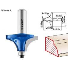 Фреза кромочная калевочная №1 44.5?21.5 мм радиус 15.9 мм ЗУБР Профессионал 28700-44.5