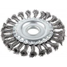 Корщетка-колесо, посадочный диаметр 22,2 мм, стальная витая проволока 125 мм, блистер (39078)