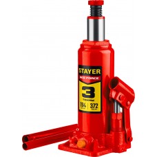 Домкрат бутылочный гидравлический 3 т, 194 - 372 мм RED FORCE Professional STAYER 43160-3