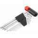 Ключи шестигранные HEX длинные c шаром CrV 9 шт.(1,5-10 мм ), пластиковая Т-обр.ручка