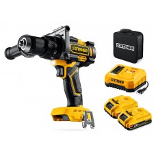 Дрель-шуруповерт ударная бесщеточная 20 В, 165 Н·м, 2 АКБ LMS (2 А·ч), сумка STEHER CBS-165-22
