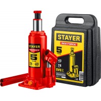 Домкрат бутылочный гидравлический в кейсе 5 т, 216 - 413 мм RED FORCE Professional STAYER 43160-5-K