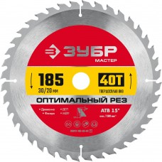Диск пильный по дереву Оптимальный рез, 185 х 30/20 мм, 40Т ЗУБР 36912-185-30-40_z01