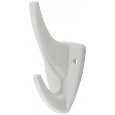 Крючок-вешалка 2-рожковый пластиковый белый (66845)