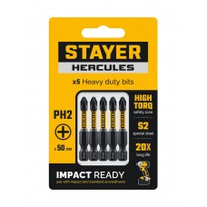 Биты торсионные HERCULES, PH2, 50 мм, 5 шт STAYER 26231-2-50-5