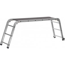 Складные алюминиевые парофессиональные рабочие подмости с колесами и съемной площадкой 3 х 6 х 3 ступени СИБИН ПРП-36 38845