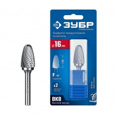 Борфреза твердосплавная 16?25 мм тип F парабола с закругленным углом радиус 4.0 мм хв-к 6 мм Профессионал ЗУБР 28805-16-25