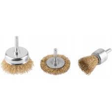 Корщетки со штифтом, набор 3 шт. ( колесо 50 мм / чашка 50 мм / венчик 25 мм ) (38561)