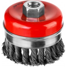 Чашечная щетка-крацовка для УШМ 80 мм, жгутированная стальная проволока 0.5 мм MIRAX 35144-080