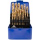 Набор сверл по металлу HSS шлифованные, титановое покрытие, угол заточки 135°, мет.бокс, 25 шт. (1-13 мм, через 0,5 мм) (35745М)