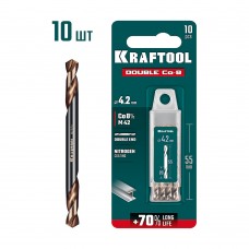 Сверло двухстороннее 4.2?55 мм по металлу DOUBLE Сo-8 сталь M42+8%Co класс А KRAFTOOL 29654-4.2-10