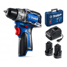 Дрель-шуруповерт 12 В 45 Н·м 2 АКБ тип Т7 2 А·ч BRUSHLESS кейс Профессионал ЗУБР КОМПАКТ #3 DB-121-22