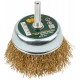 Корщетка-чашка, со штифтом, стальная латунированная волнистая проволока 75 мм (38517)