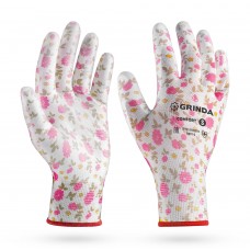 GRINDA COMFORT, S (7), садовые перчатки с прозрачным полиуретановым покрытием, розовые, 13 класс (11291-S_z01)
