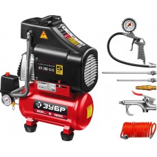 Компрессор безмасляный 200 л/мин, 6 л, 1500 Вт, 6 предметов ЗУБР КП-200-6 Н6