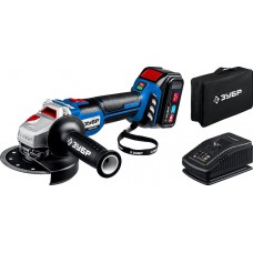 Бесщеточная УШМ 20 В 125 мм 1 АКБ 4 А·ч сумка Профессионал ЗУБР Т7 AB-125-41