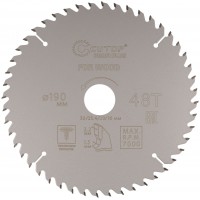 Диск пильный по дереву с тефлоновым покрытием 48Т, CUTOP Profi plus, 190 х 1,5/2,2 х 30/25,4/20/16 мм (75-19048Т)