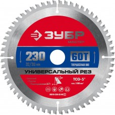 Диск пильный по алюминию 230 x 32/30 мм, 60Т ЗУБР Универсальный рез 36916-230-32-60_z01