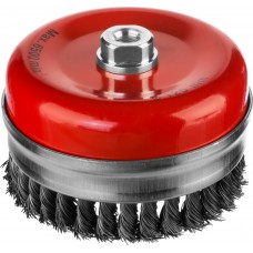 Чашечная щетка-крацовка для УШМ 125 мм, жгутированная стальная проволока 0.5 мм MIRAX 35144-125
