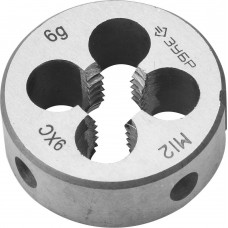 Плашка круглая ручная сталь 9ХС ЗУБР М12 x 1.75 мм 4-28022-12-1.75