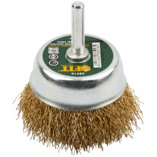 Корщетка-чашка, со штифтом, стальная латунированная волнистая проволока 60 мм (38516)