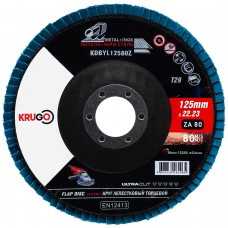 Круг лепестковый торцевой 125 х 22.23mm P80 KRUGO Циркониевый Тип 2 (KDBYL12580Z)