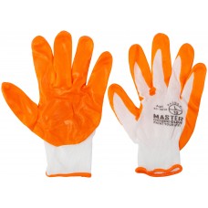 Перчатки белые, полиэстер с обливкой из нитрила (кислото-щелочно стойкие; водоотталкивающие), р-р L/9 (30-4010)