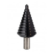 Сверло ступенчатое, HSS TiAlN, O9-36 мм, прямая канавка, трёхплоскостной хвостовик (ZA-50069)