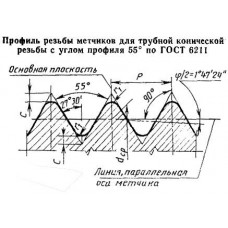 Метчик Rc 2 Р18 трубный конический, м/р. (11 ниток/дюйм) CNIC