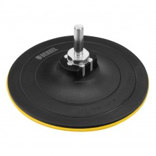 Тарелка опорная для дрели и УШМ с липучкой, 115 мм, твердая, с адаптером c М14 на d8 Denzel (76253)