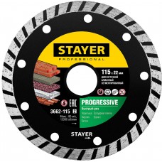 STAYER Progressive, d115 мм, (22.2 мм, 7 х 2.4 мм), сегментированный алмазный диск, Professional (3662-115_z02)