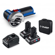УШМ бесщеточная 12 В D76 мм 2 АКБ тип Т7 4 А·ч сумка Профессионал ЗУБР AB-76-42