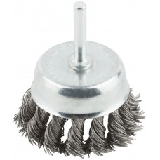 Корщетка, тип чашка, со штифтом, стальная витая проволока 65 мм (38497М)