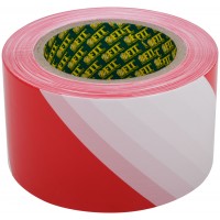 Лента сигнальная (красно-белая) 70 мм х 200 м (11854)