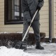 Лопата для уборки снега пластиковая, 380х350х1370 мм, деревянный черенок (61697)