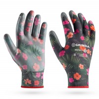 GRINDA PROTECT, S (7), садовые перчатки с прозрачным нитриловым покрытием, чёрные, 13 класс (11296-S_z01)