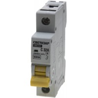 Автоматический выключатель ВА-60, 1P, 32А, C, 6кА СВЕТОЗАР SV-49061-32-C